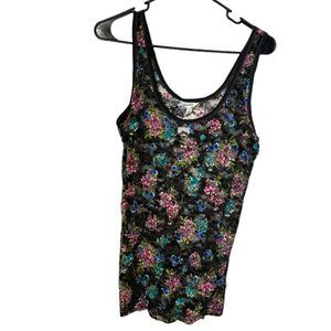 Aeropostale Sheer Lace Floral Tank Top size L